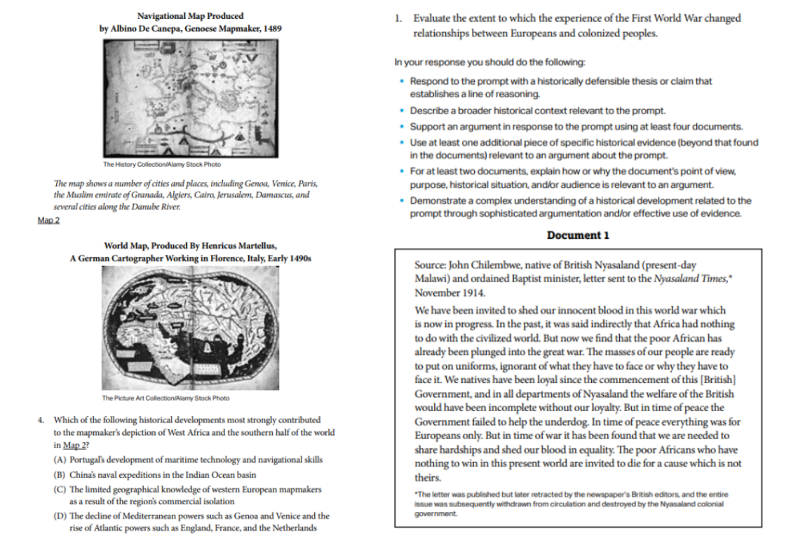 AP History 문제 예시